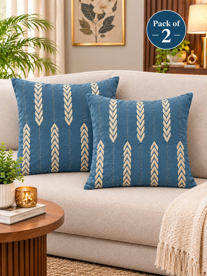 Heavy Zari Embroidery Cushion Cover | 16 x 16 Inch