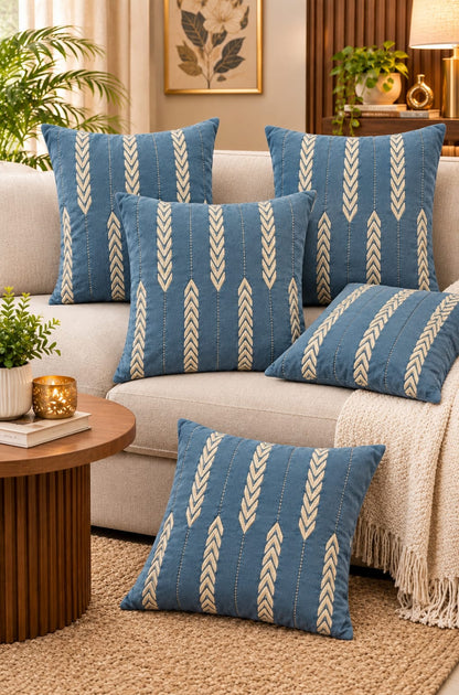 Heavy Zari Embroidery Cushion Cover | 16 x 16 Inch