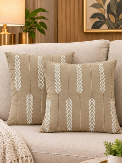 Heavy Zari Embroidery Cushion Cover | 16 x 16 Inch