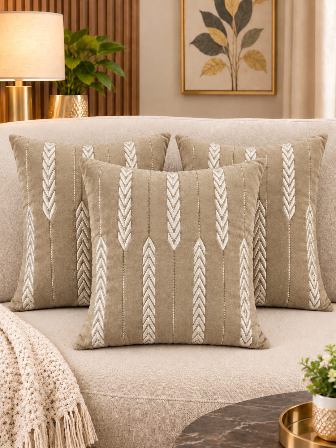 Heavy Zari Embroidery Cushion Cover | 16 x 16 Inch