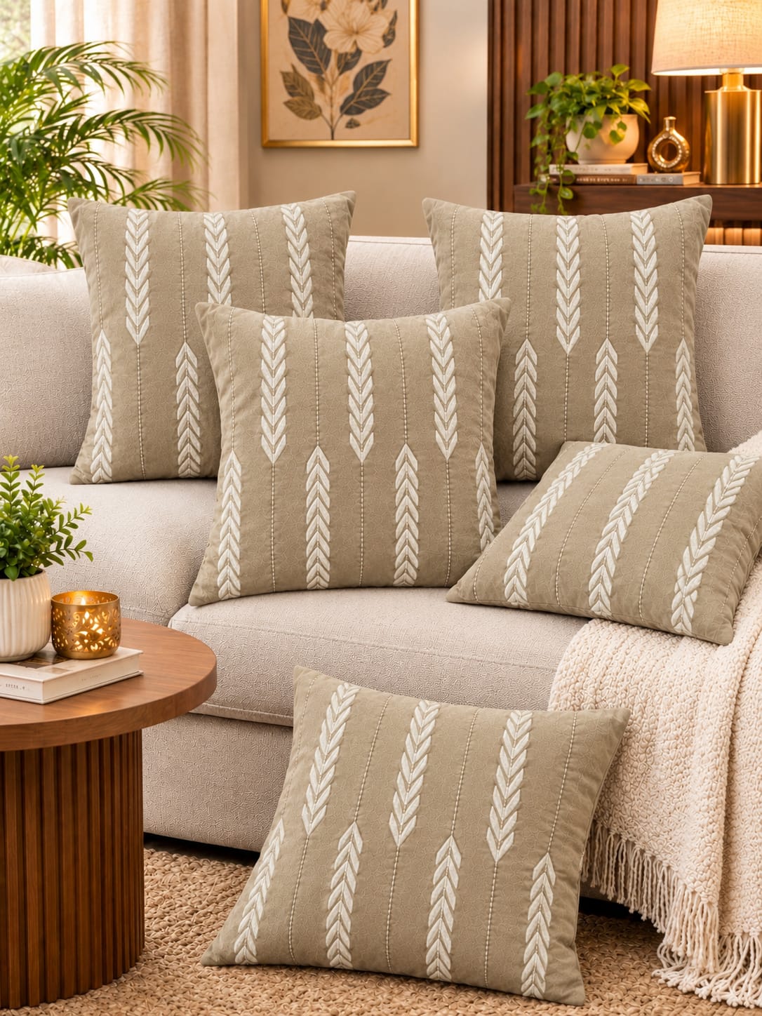 Heavy Zari Embroidery Cushion Cover | 16 x 16 Inch