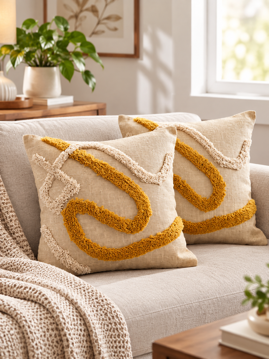 Slub Cotton & Taffeta Cushion Covers 16 x 16 Inch