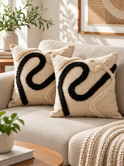 Slub Cotton & Taffeta Cushion Covers 16 x 16 Inch