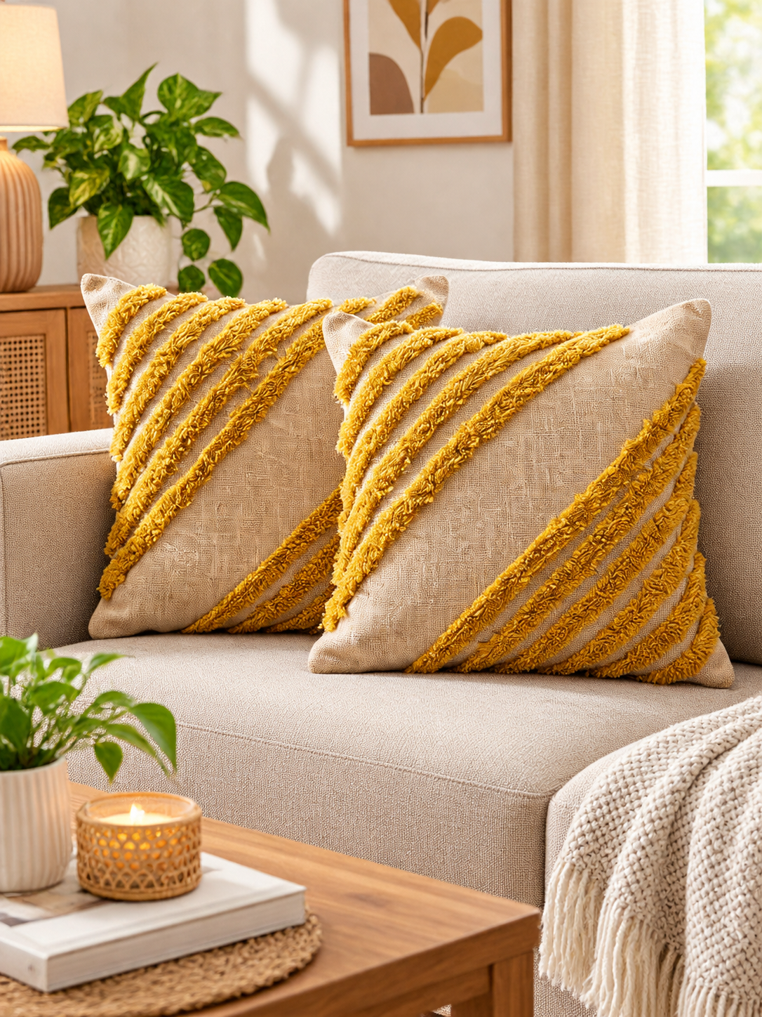 Slub Cotton & Taffeta Cushion Covers 16 x 16 Inch