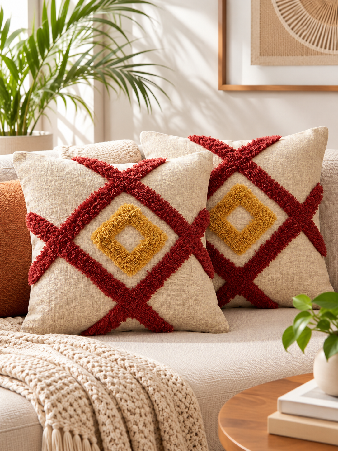 Slub Cotton & Taffeta Cushion Covers 16 x 16 Inch