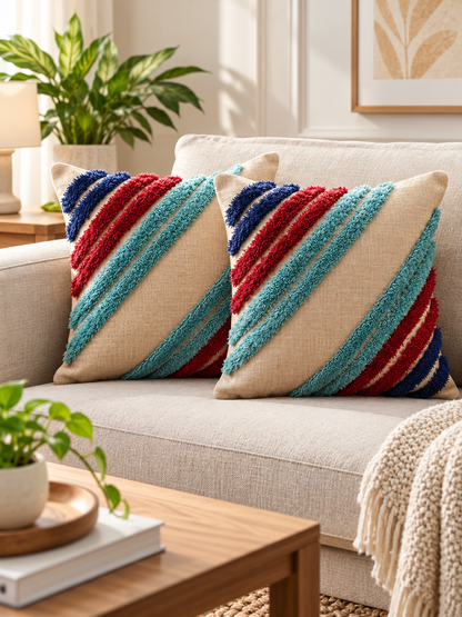 Slub Cotton & Taffeta Cushion Covers 16 x 16 Inch