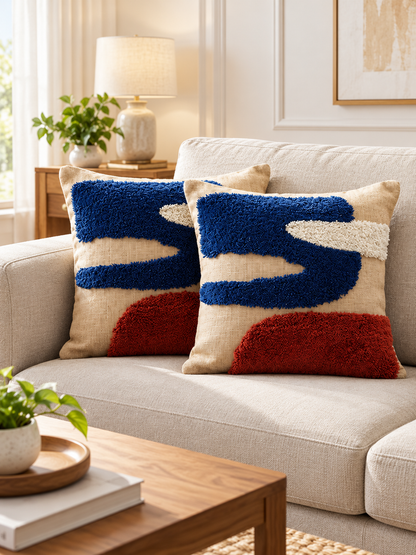 Slub Cotton & Taffeta Cushion Covers 16 x 16 Inch