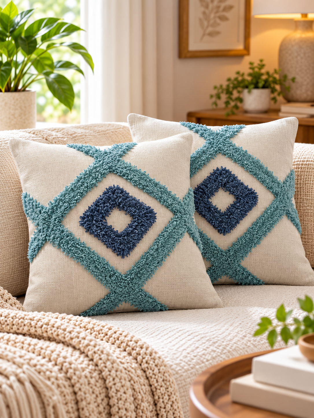 Slub Cotton & Taffeta Cushion Covers 16 x 16 Inch