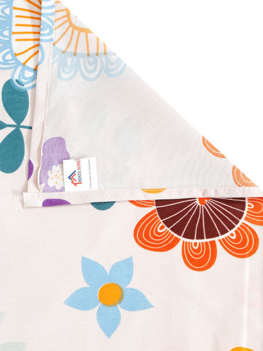 White Floral Polycotton Skin-Friendly 280 TC Queen Fine Bedsheet with 2 Pillow Covers-90 x 100 inches