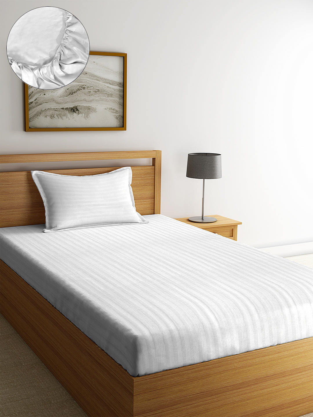 Satin Cotton Striped Premium Bedsheet with  Pillow Covers