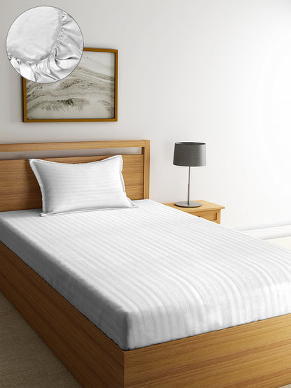 Satin Cotton Striped Premium Bedsheet with  Pillow Covers