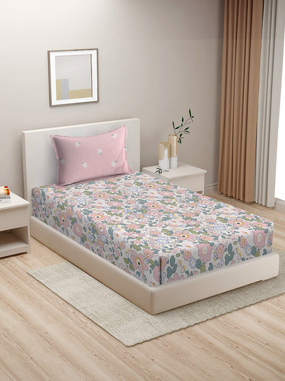 Soft Pollycotton Floral Bedsheet 220 TC Bedsheet with Maching  pillow cover