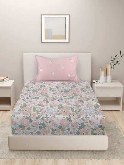 Soft Pollycotton Floral Bedsheet 220 TC Bedsheet with Maching  pillow cover