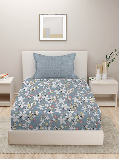 Soft Pollycotton Floral Bedsheet 220 TC Bedsheet with Maching  pillow cover
