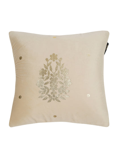 Gold-Toned Floral Velvet Square Cushion Covers 16X16 INCHES