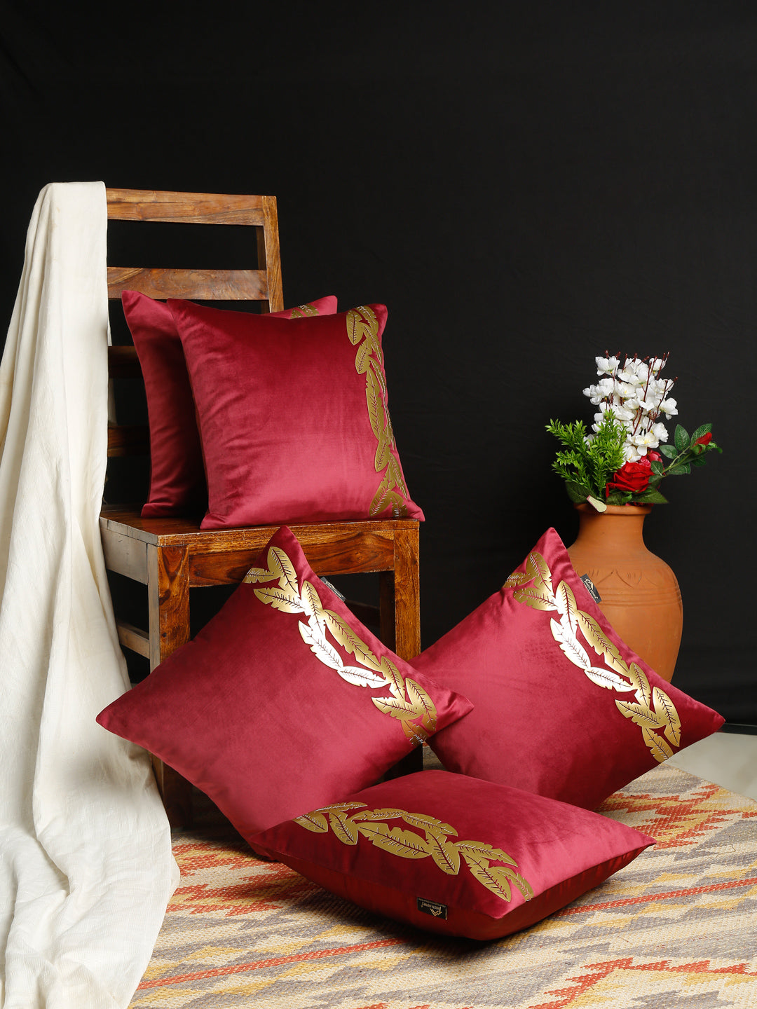 Soft Velvet Foil Printed cushion covers ( 16 x 16 inch )