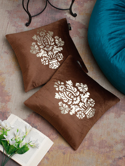 Soft Velvet Golden Foil Printed Cushion Covers ( 16 x 16 inch )