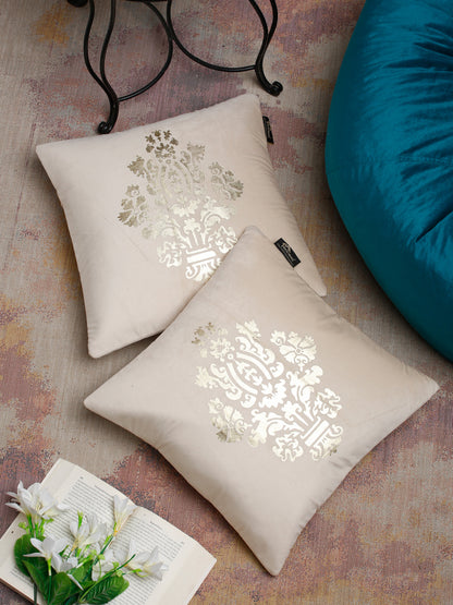 Soft Velvet Golden Foil Printed Cushion Covers ( 16 x 16 inch )