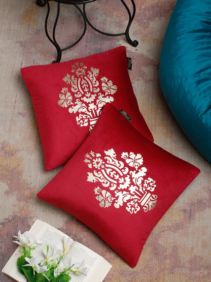 Soft Velvet Golden Foil Printed Cushion Covers ( 16 x 16 inch )