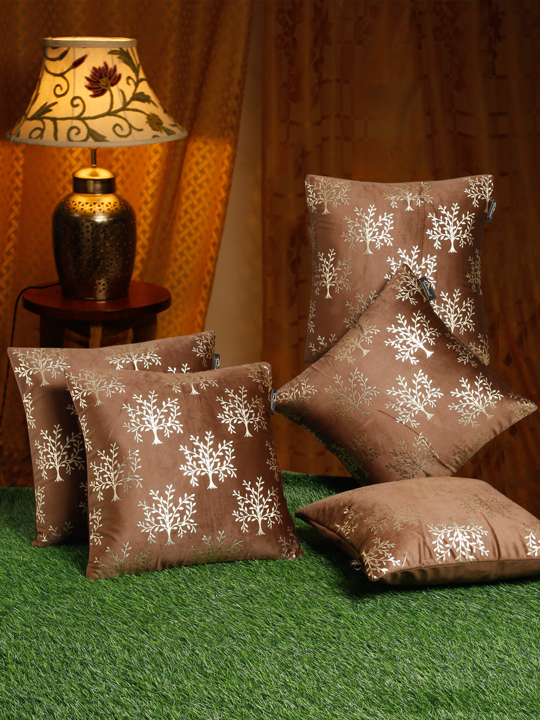 Soft Velvet Golden Foil Printed Cushion Covers ( 16 x 16 inch )