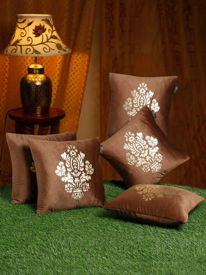 Soft Velvet Golden Foil Printed Cushion Covers ( 16 x 16 inch )