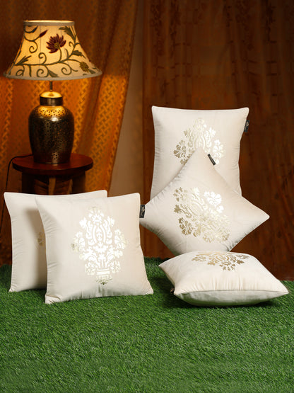 Soft Velvet Golden Foil Printed Cushion Covers ( 16 x 16 inch )