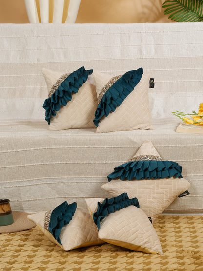 Quilted Velvet Frill Cushion Covers with Zipper