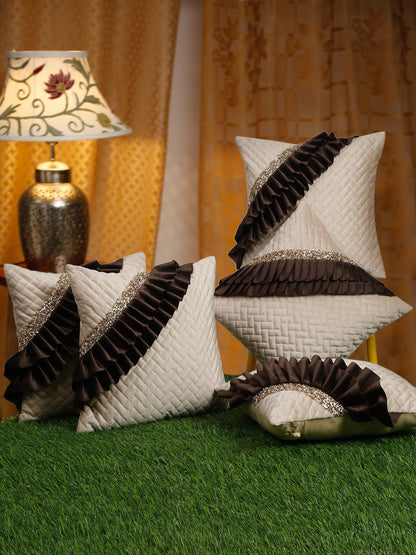 Quilted Velvet Frill Cushion Covers with Zipper