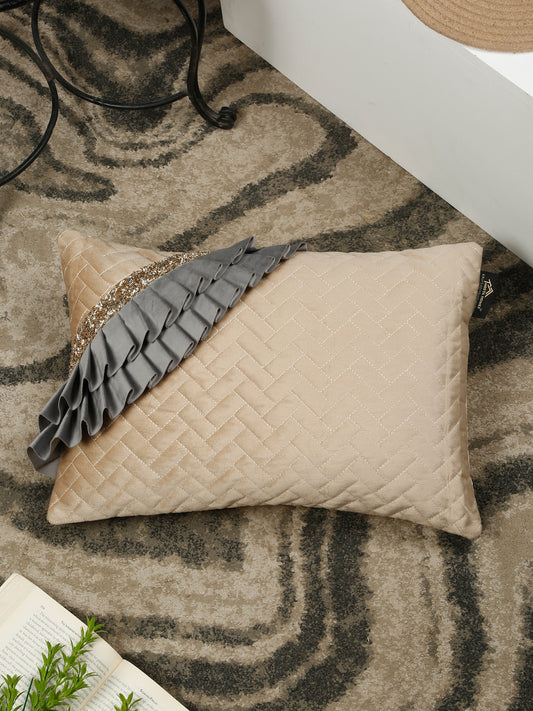Quilted Velvet Frill Cushion Covers with Zipper