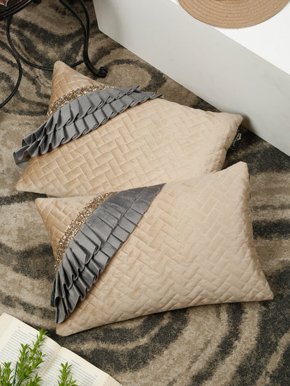 Quilted Velvet Frill Cushion Covers with Zipper