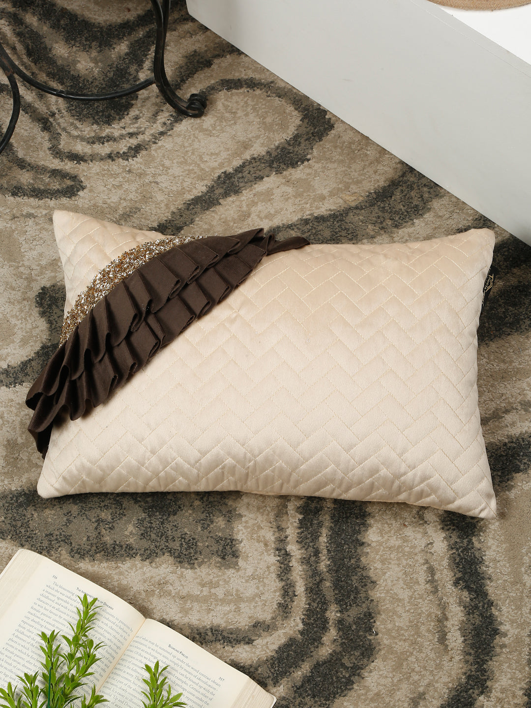 Quilted Velvet Frill Cushion Covers with Zipper