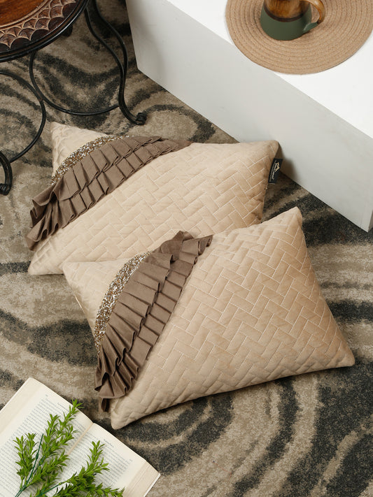 Quilted Velvet Frill Cushion Covers with Zipper