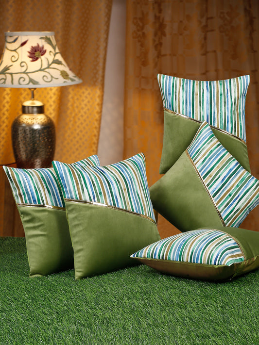 Soft Velvet Stripe Pattern Printed Cushion Covers ( 16 x 16 :: 24 X 24 INCH inches )
