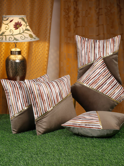 Soft Velvet Stripe Pattern Printed Cushion Covers ( 16 x 16 :: 24 X 24 INCH inches )