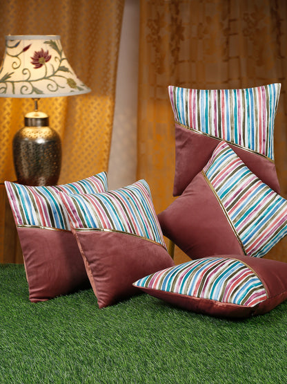 Soft Velvet Stripe Pattern Printed Cushion Covers ( 16 x 16 :: 24 X 24 INCH inches )