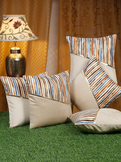 Soft Velvet Stripe Pattern Printed Cushion Covers ( 16 x 16 :: 24 X 24 INCH inches )
