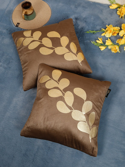 Floral Printed Velvet Square Cushion Covers 16X16 Inches