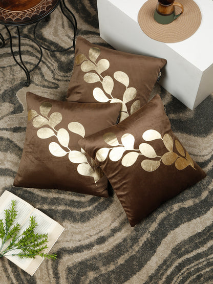 Floral Printed Velvet Square Cushion Covers 16X16 Inches