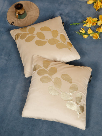 Floral Printed Velvet Square Cushion Covers 16X16 Inches