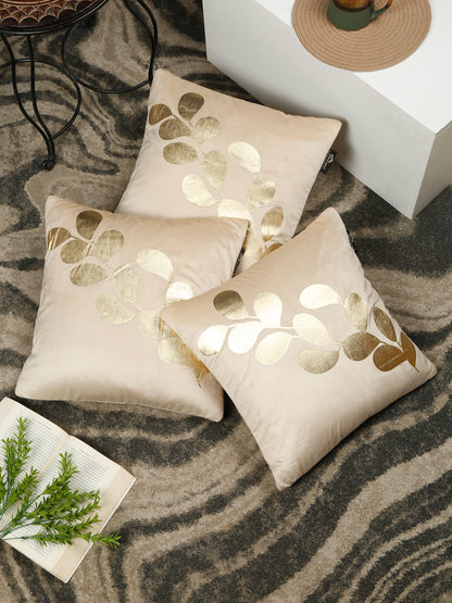 Floral Printed Velvet Square Cushion Covers 16X16 Inches