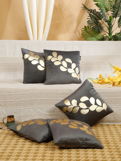 Floral Printed Velvet Square Cushion Covers 16X16 Inches