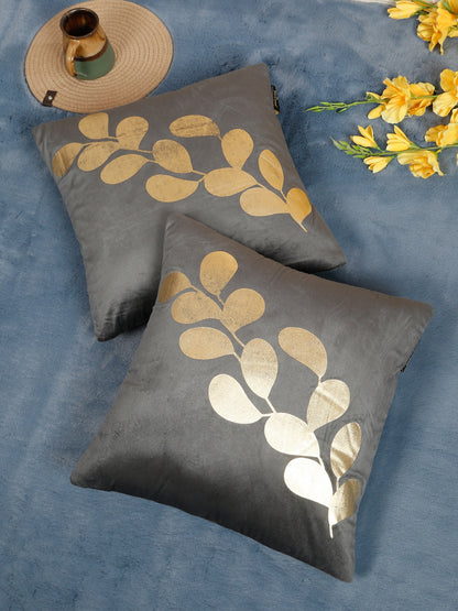 Floral Printed Velvet Square Cushion Covers 16X16 Inches