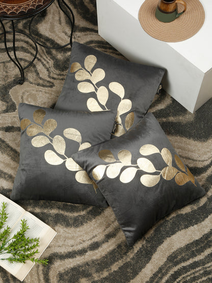 Floral Printed Velvet Square Cushion Covers 16X16 Inches