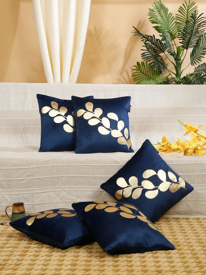 Floral Printed Velvet Square Cushion Covers 16X16 Inches