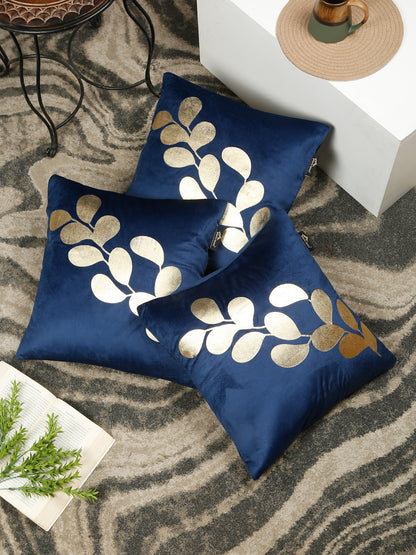 Floral Printed Velvet Square Cushion Covers 16X16 Inches
