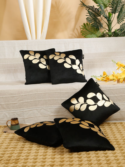Floral Printed Velvet Square Cushion Covers 16X16 Inches
