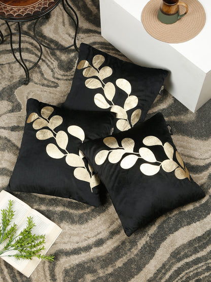 Floral Printed Velvet Square Cushion Covers 16X16 Inches