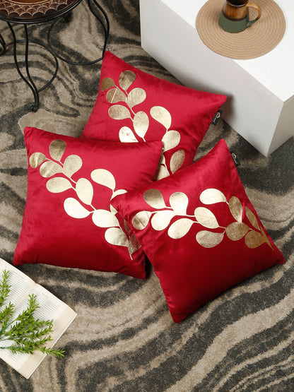 Floral Printed Velvet Square Cushion Covers 16X16 Inches