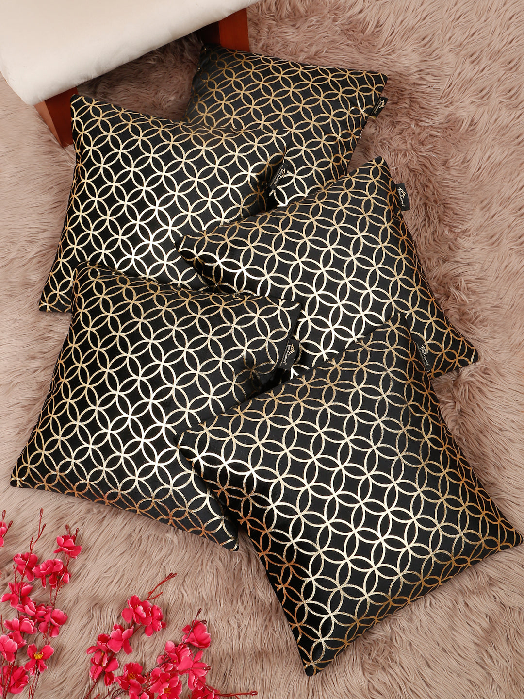 Geometric Printed Velvet Square Cushion Covers 16 X 16 INCHES