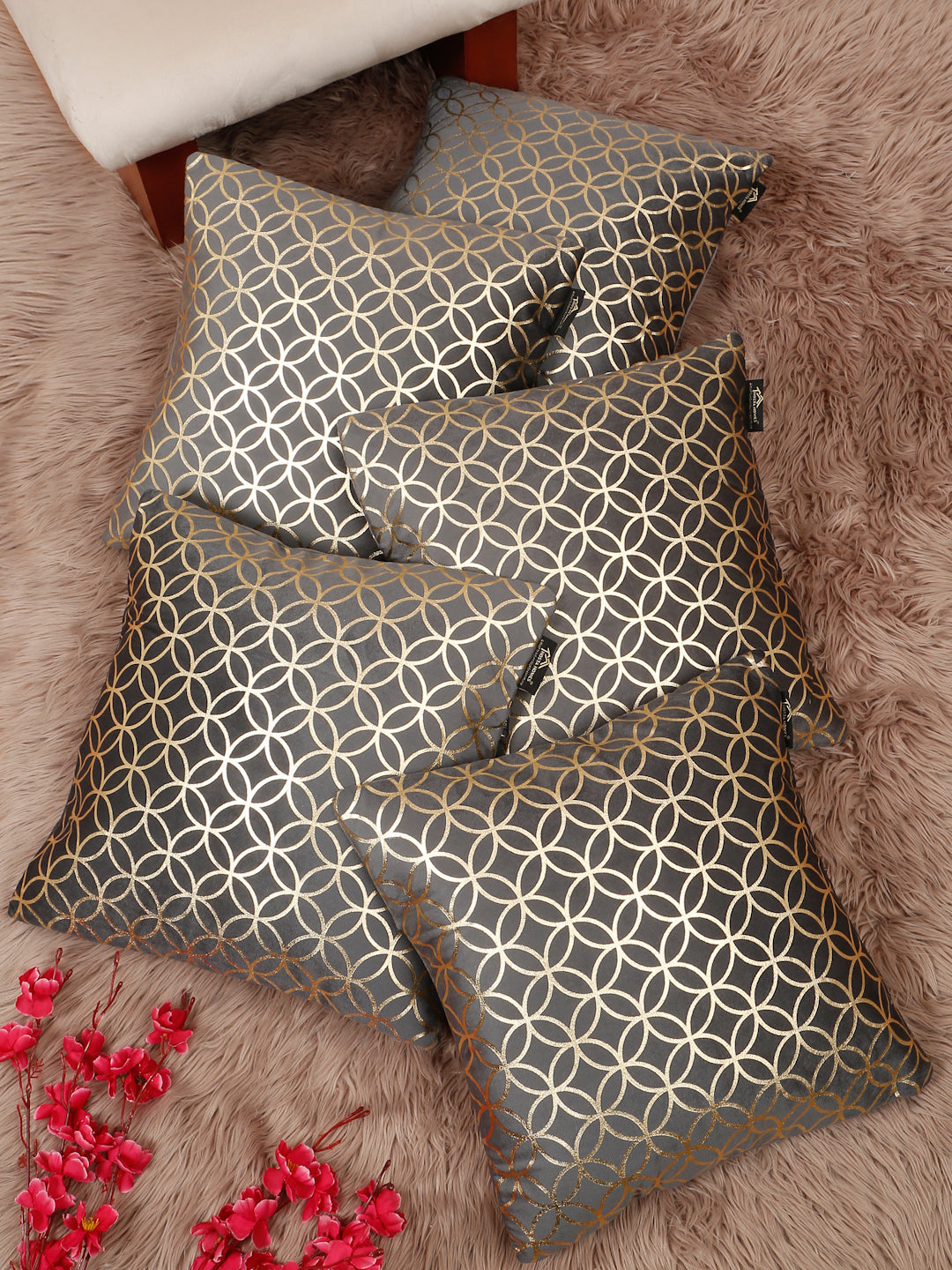 Geometric Printed Velvet Square Cushion Covers 16 X 16 INCHES